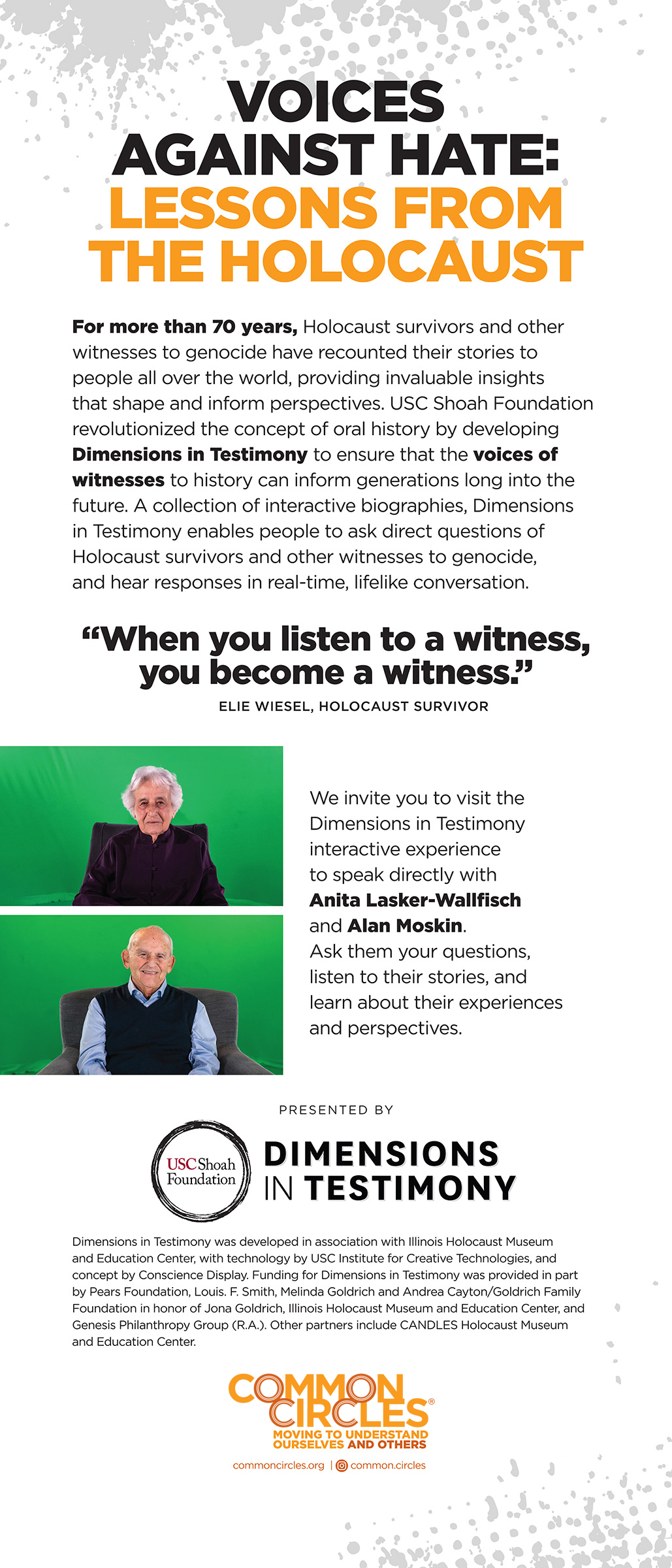 Voices against hate lessons from the Holocaust banner